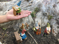 GlitZGlam Happy Miniature Gnomes and Cats Dancing Celebration! - 6-Piece Musical Garden Gnome Set for the Miniature Fairy Garden